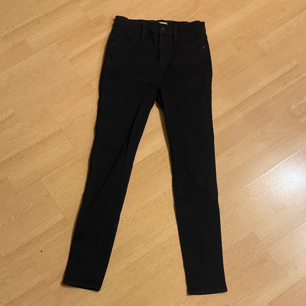 Madewell 10″ High‑Rise Skinny Jeans Black Size 25 • Style F9226 • Stretch Denim